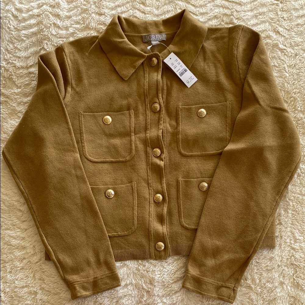J. Crew Tan Button-Up Sweater
